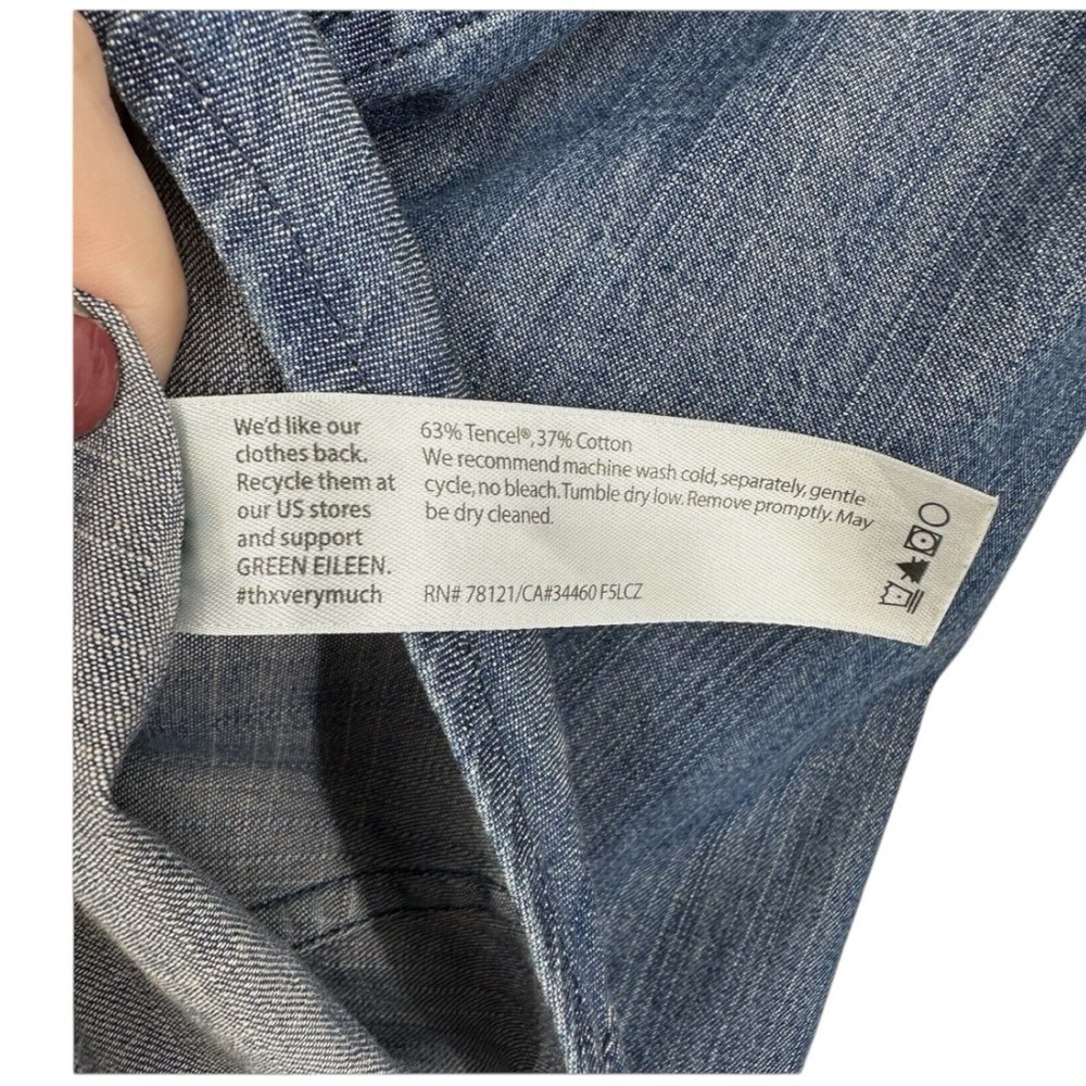 Eileen Fisher The Fisher Project Denim Chambray High Low Shirt Blue Small - Picture 6 of 6
